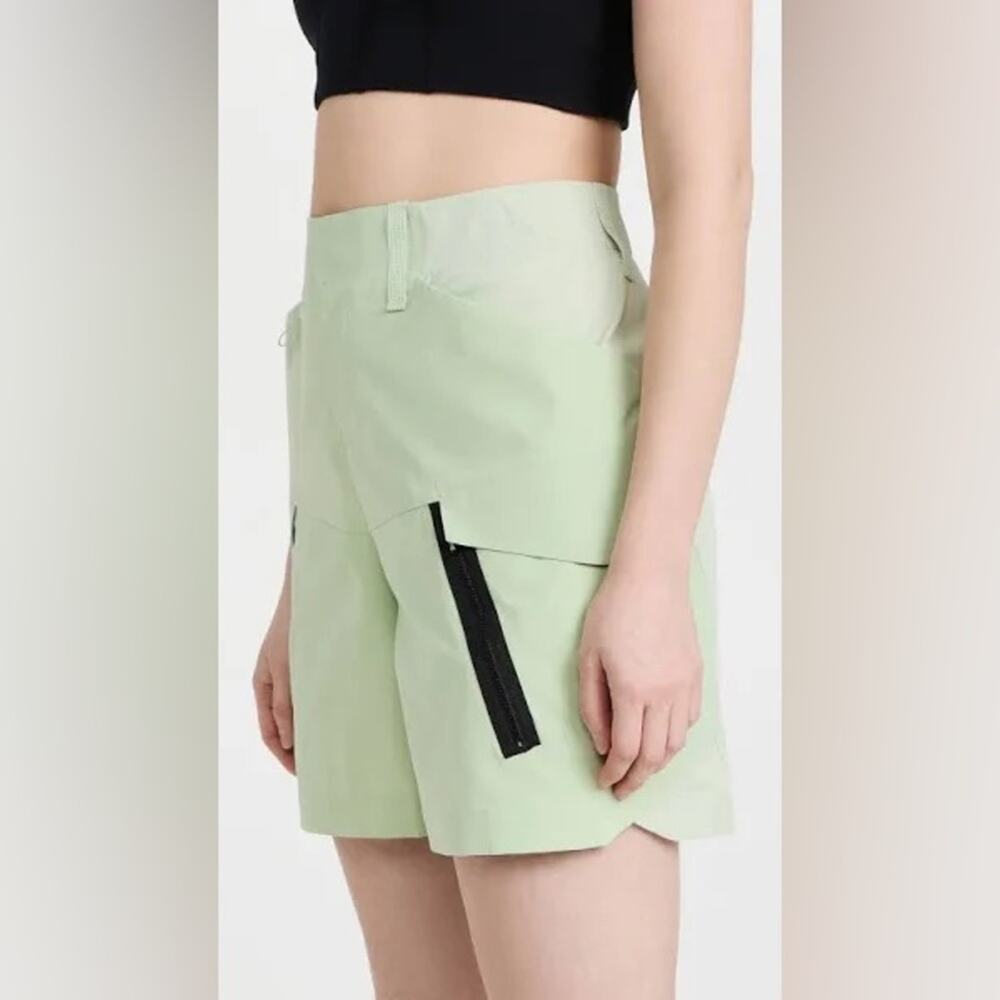 On Running Light Mint Athletic Shorts with Black Zipper Accents